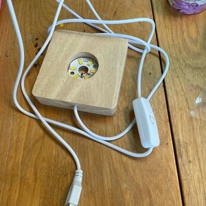 Wooden LED Light Base with USB Cable Square Shape